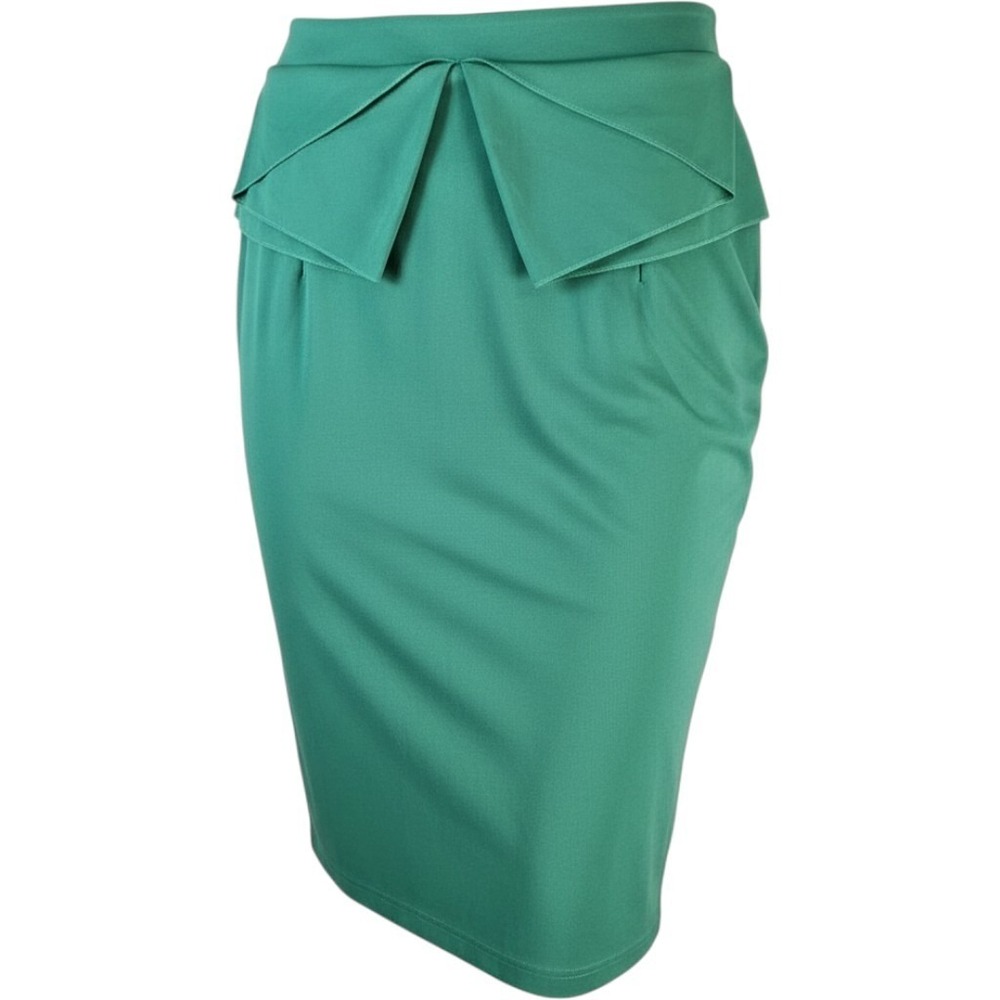 Emery Rose Pencil Skirt Women XL Green Peplum Waist Overlay Midi Dressy